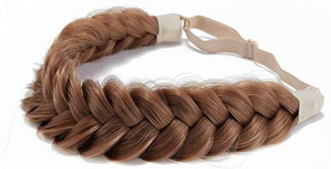 Cerchietto per capelli intrecciato Classic Chunky Wide Plaited Wedding Fluffy Braids Wig Women Girl Beauty Accessory (zucca A08)