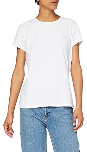 Short Sleeve Scoop Neck T-Shirt, Bianco (Optic White 1000), Medium Donna