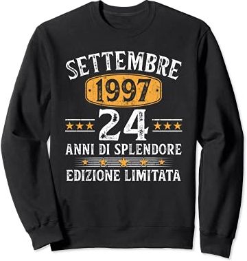 24 Anni Compleanno Uomo Donna Regalo Vintage Settembre 1997 Felpa