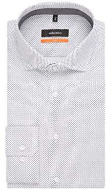 Slim Fit Langarm mit Spread-Kent Kragen Bügelleicht Gepunktet-100% Baumwolle Camicia Formale, Multicolore (Schwarz 39), 46 (Taglia Produttore: 40) Uomo