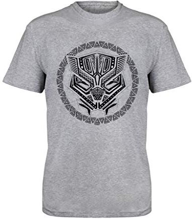 Marvel Black Panther Tribal Pattern Mask Women's Boyfriend Fit T-Shirt Heather Grey, Donna