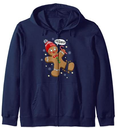 Gingerbread Man Oh Snap Christmas Felpa con Cappuccio