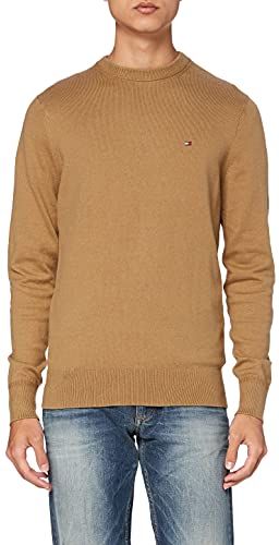 Pima Cotton Cashmere Crew Neck Maglione, Classic Camel Heather, XXL Uomo