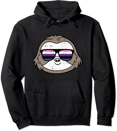 Sloth Sunglasses Gender-fluid Pride Animal Proud LGBT-Q Ally Felpa con Cappuccio