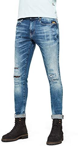 4101 Lancet Skinny Jeans, Faded Ripped Azurite C296/B689, 34W/ 32L Mens