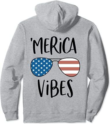 'Merica Vibes American Flag Sunglasses Cute 4th of July USA Felpa con Cappuccio