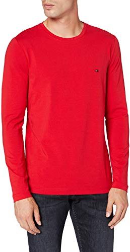 Stretch Slim Fit Long Sleeve Tee - Maglietta a Maniche Lunghe Uomo, Rosso (Red), XXL