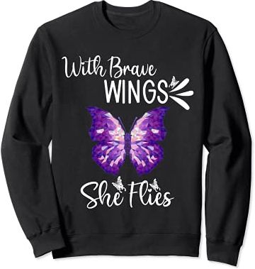 Purple Butterfly TShirt,With Brave Wings She Flies Tee Women Felpa