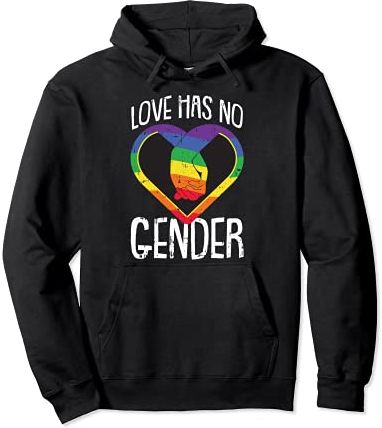 No Gender Gay Pride Love Rainbow Flag Proud LGBT-Q Ally Felpa con Cappuccio
