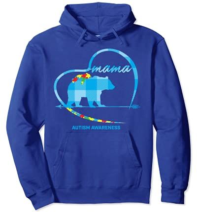 Mama Bear Autismo Felpa con cappuccio da donna mamma regalo carino autismo consapevolezza Felpa con Cappuccio