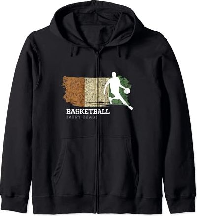 Ivory Coast Basketball Team B-Ball Uomo Pallacanestro Felpa con Cappuccio