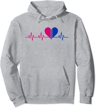 Bisexual Pride Flag Stuff Heartbeat Heart Love Life Art Felpa con Cappuccio