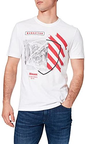 T-Shirt Manica Corta, 100 Bianco Ottico, M Uomo