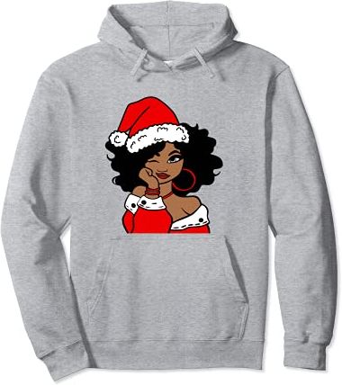 Vintage Retro Natale Afro Americano Donna Felpa con Cappuccio