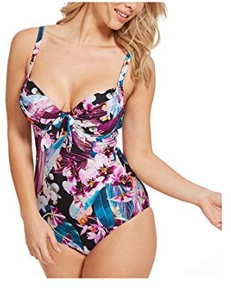 Pour Moi? Orchid Luxe Padded Underwired Swimsuit Costume Intero, Cassis/Black, 38Ff Donna