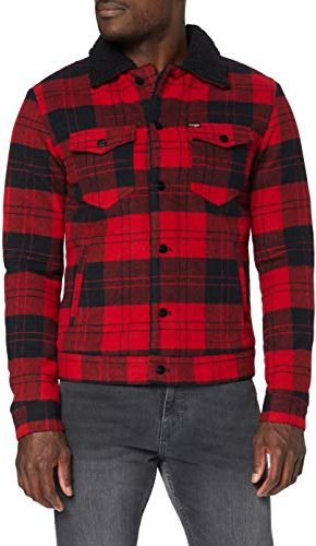 Wool Sherpa Jacket Coat, Colore: Rosso, XXL Uomo