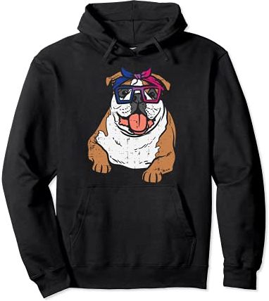 English Bulldog Bandana LGBTQ Bisexual Flag Gay Pride Bi Felpa con Cappuccio