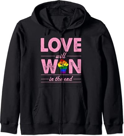 Love Will Win In The End Cute Gay Pride Stuff LGBTQ Ally Felpa con Cappuccio