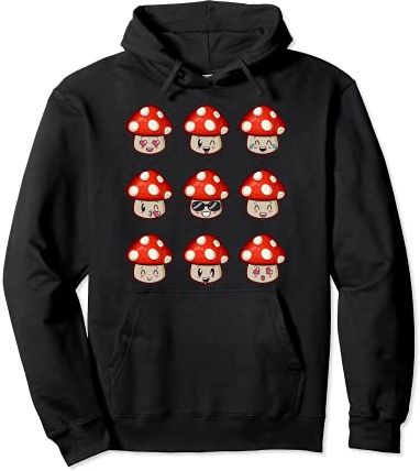 Cute Kawaii Mushroom Emoticons Cottage Core Women Kids Girls Felpa con Cappuccio