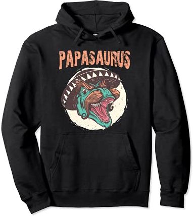 PapaSaurus Fathers Day T rex Papa Dinosaur Moustache Men Felpa con Cappuccio