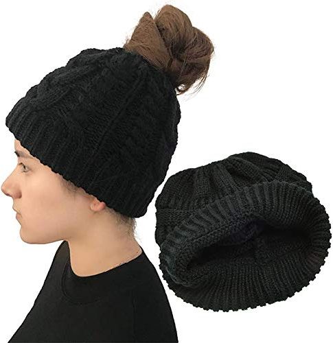 Cappello Coda di Cavallo Maglia, 1 PCS Donna Inverno Berretti in Maglia, Berretti in Maglia, Caldo d'inverno per Sport all'Aria Aperta Corsa,Sci, Pattinaggio, Ciclismo