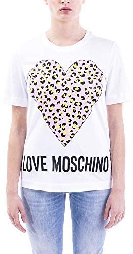 T-Shirt_Animalier Printed Heart, Bianco (Optical White A00), 42 Donna