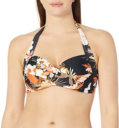 Twist Soft Cup Halter Parte Superiore del Bikini, Nero, 42 Donna