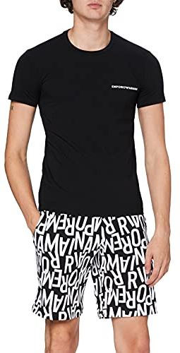 Underwear Pyjamas all Over Logo Set Pajama, Bold EA Black/White, S Uomo