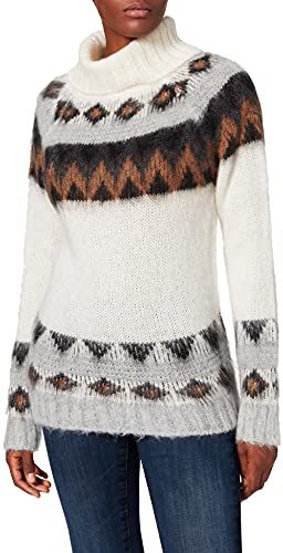 Ramon Pattern Pullover Maglione, Bianco Sporco (Bianco Sporco 002), XS Donna