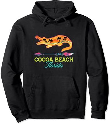 Cocoa Beach Florida USA Alligator Sunset Palm Trees Souvenir Felpa con Cappuccio