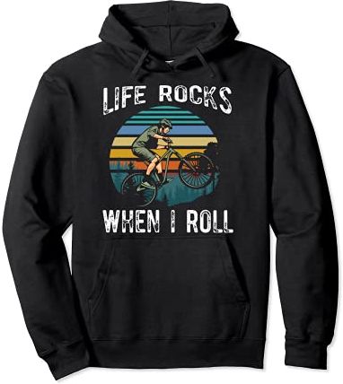 Life Rocks When I Roll Bike Sunset Retro Biker Men Women Felpa con Cappuccio