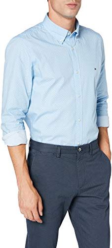 Slim DOT Print Shirt Camicia, Blu (Clear Blue), X-Small Uomo