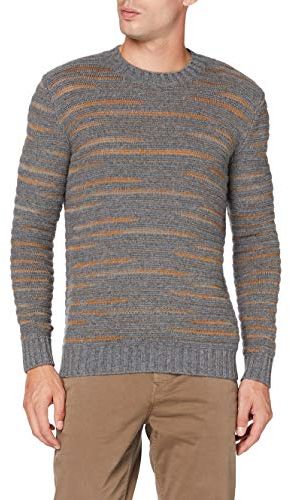Sweater L/s Maglione, Grey/Beige 911, L Uomo