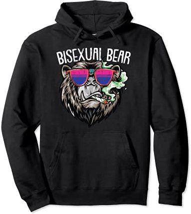 Bisexual Bear LGBT-Q Pride Smoking Weed 420 Pot-head Stoner Felpa con Cappuccio