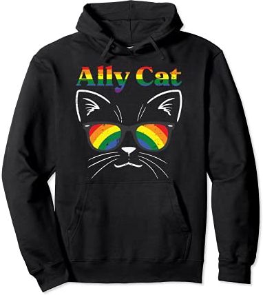 Ally Cat Sunglasses Gay Rainbow Pride LGBT Support Men Women Felpa con Cappuccio