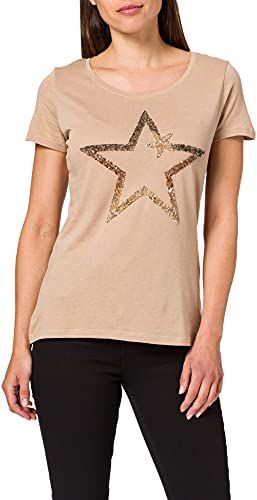 Twinkle Round T-Shirt, Gold, XL Donna