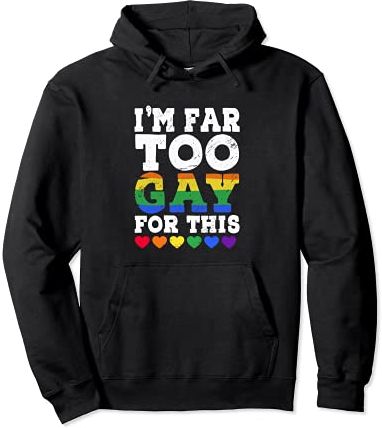 Sono troppo gay per questo divertente LGBTQ Rainbow Heart Felpa con Cappuccio