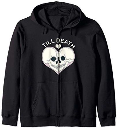 Till Death - Skeleton Skulls in a Heart Felpa con Cappuccio