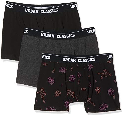 Boxer Shorts 3-Pack Unterhosen Intimo, Charcoal/Funky AOP/Black, M Uomo