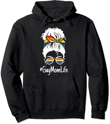Gay Mom Life Rainbow Pride Flag LGBT-Q Ally Mama Mother Felpa con Cappuccio