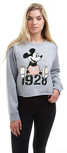 Mickey Year Cropped Crew Felpa, Grigio Erica, 48 Donna