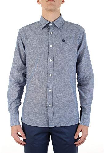Shirt L/S Point Collar Regular Maglietta, Blu (Blue Navy), Large Uomo