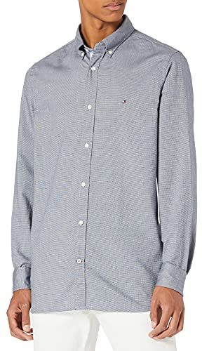 Slim Mini Houndstooth Shirt Camicia, Carbon Navy, L Uomo