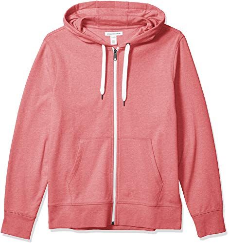 Leichtes French Terry Kapuzen-Sweatshirt mit durchgehendem Reißverschluss Fashion-Hoodies, Rosso Slavato, XXL