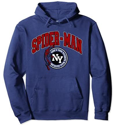 Spider-Man Wall-Crawler NY Varsity Vintage Felpa con Cappuccio