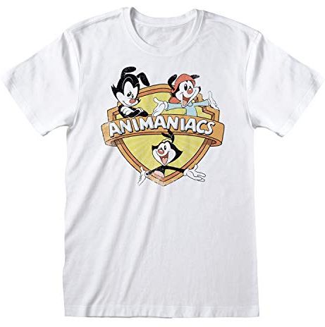Animaniacs Distressed Group Women's Boyfriend Fit T-Shirt White, Bianco, S Donna