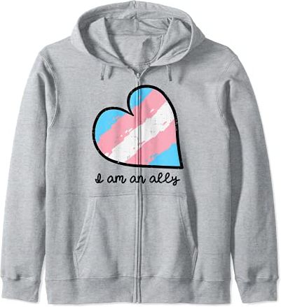 I Am An Ally Transgenderl Heart Transsexual Trans Men Women Felpa con Cappuccio