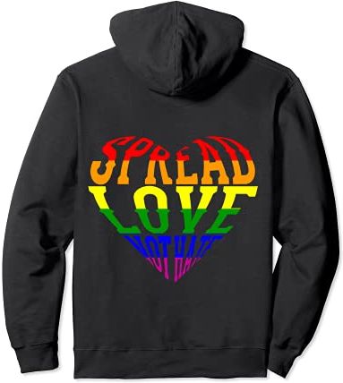 SPREAD LOVE NOT HATE Mese dell'Orgoglio LGBT Bandiera Felpa con Cappuccio