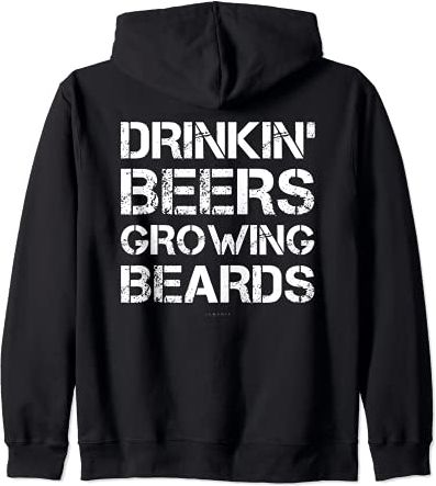 Birre Drinkin che crescono barbe divertente birra Zip Up Felpa Uomo Felpa con Cappuccio