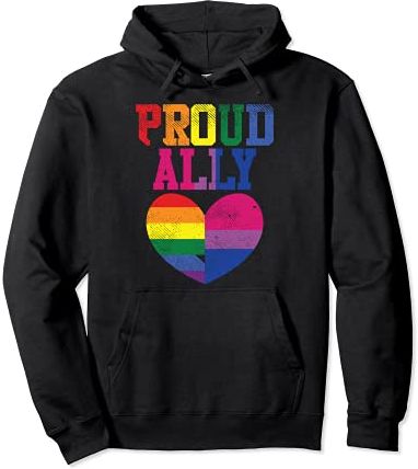 Proud Ally Bi Heart Protest LGBTQ Bisexual Flag Gay Pride Bi Felpa con Cappuccio